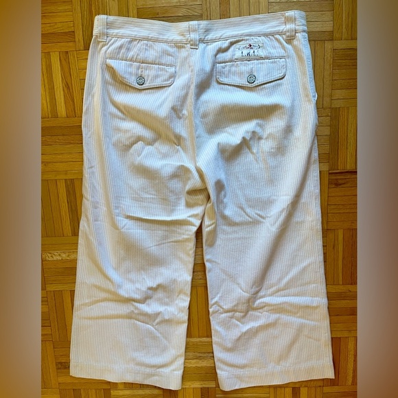 Polo Ralph Lauren Chino Pants Pink & White Striped Classic Fit Flat Front Sz 16 - Picture 2 of 8